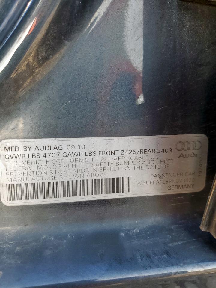 2011 Audi A4 Premium Plus VIN: WAUEFAFL5BN023420 Lot: 81498325