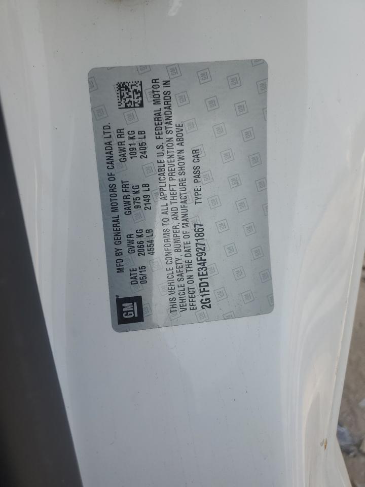 2015 Chevrolet Camaro Lt VIN: 2G1FD1E34F9271867 Lot: 80809685