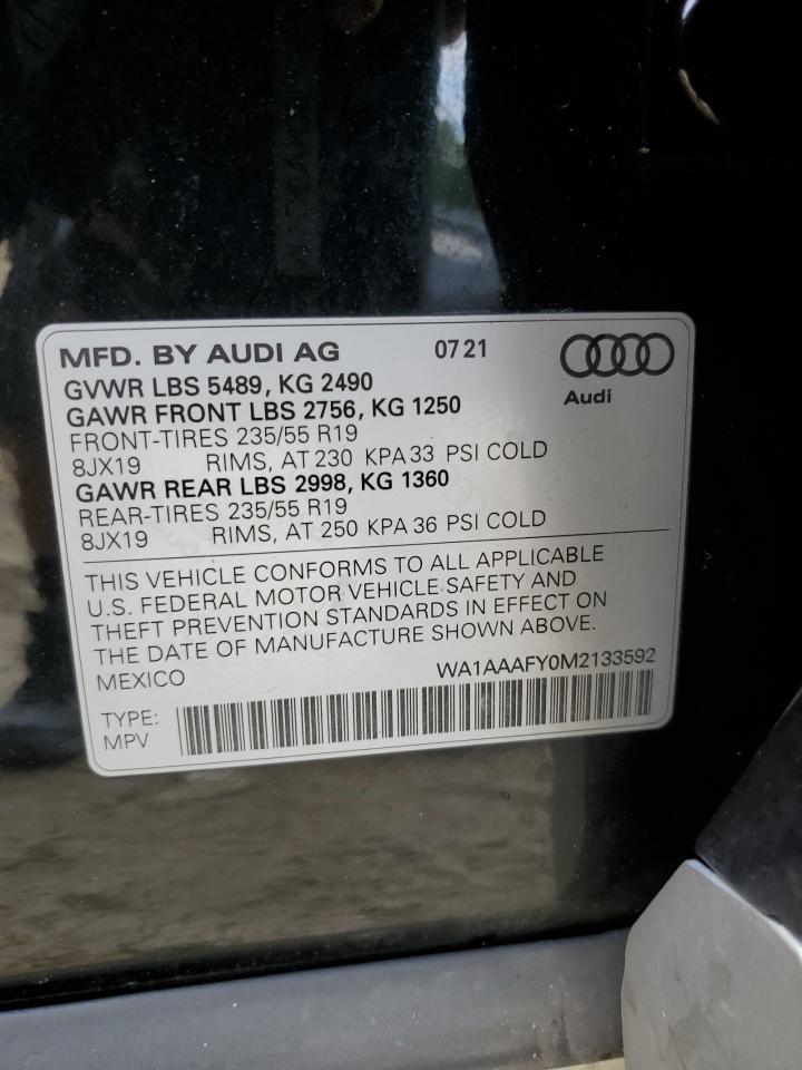 2021 Audi Q5 Premium VIN: WA1AAAFY0M2133592 Lot: 80779215
