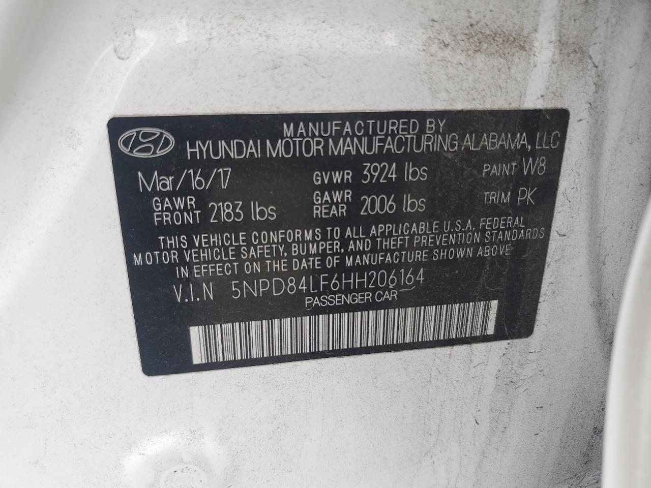 2017 Hyundai Elantra Se VIN: 5NPD84LF6HH206164 Lot: 81587215