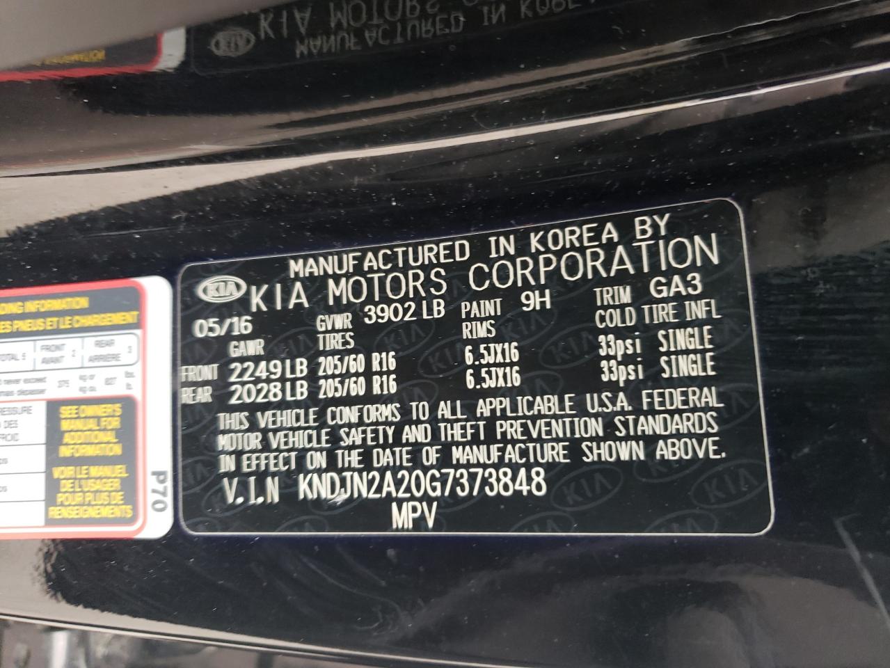 2016 Kia Soul VIN: KNDJN2A20G7373848 Lot: 81110505