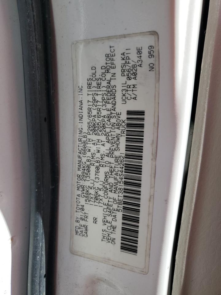 2004 Toyota Tundra Double Cab Limited VIN: 5TBET38154S442621 Lot: 71442045