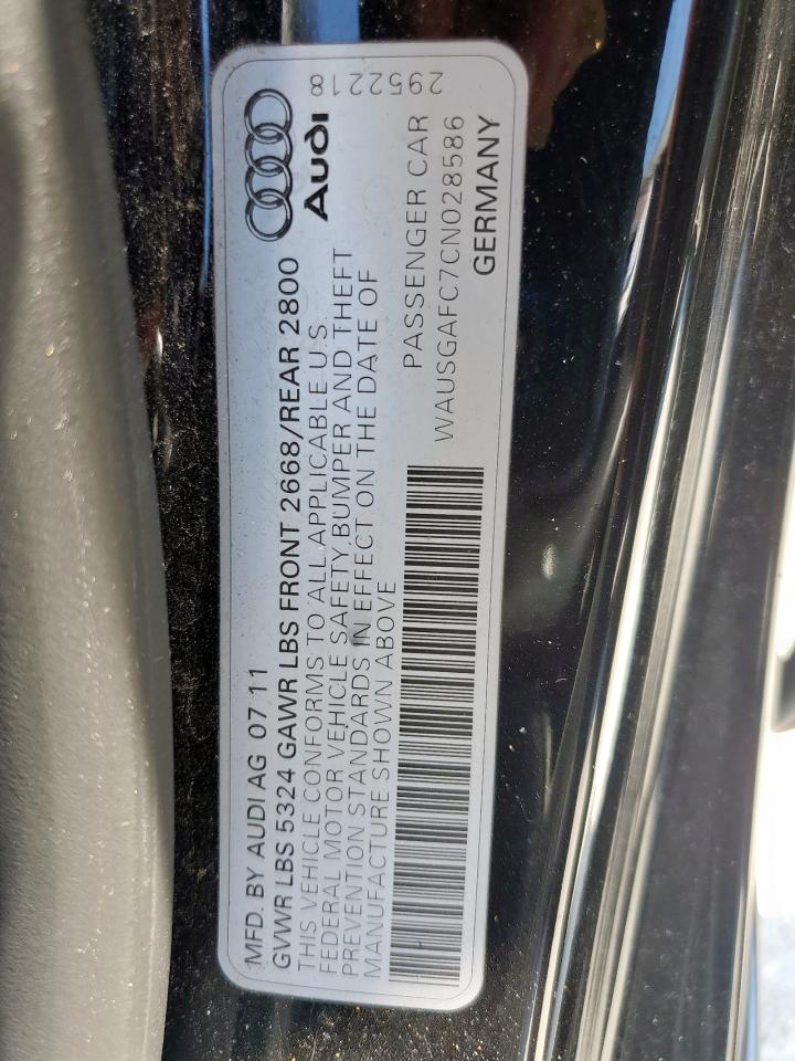 2012 Audi A7 Prestige VIN: WAUSGAFC7CN028586 Lot: 80251675