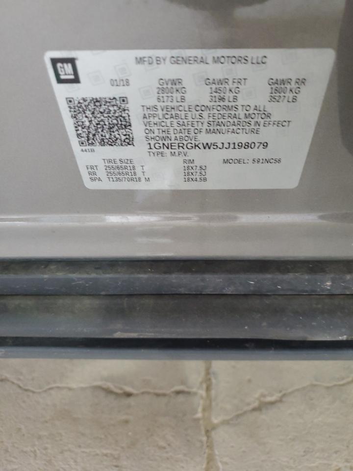 2018 Chevrolet Traverse Lt VIN: 1GNERGKW5JJ198079 Lot: 80826945