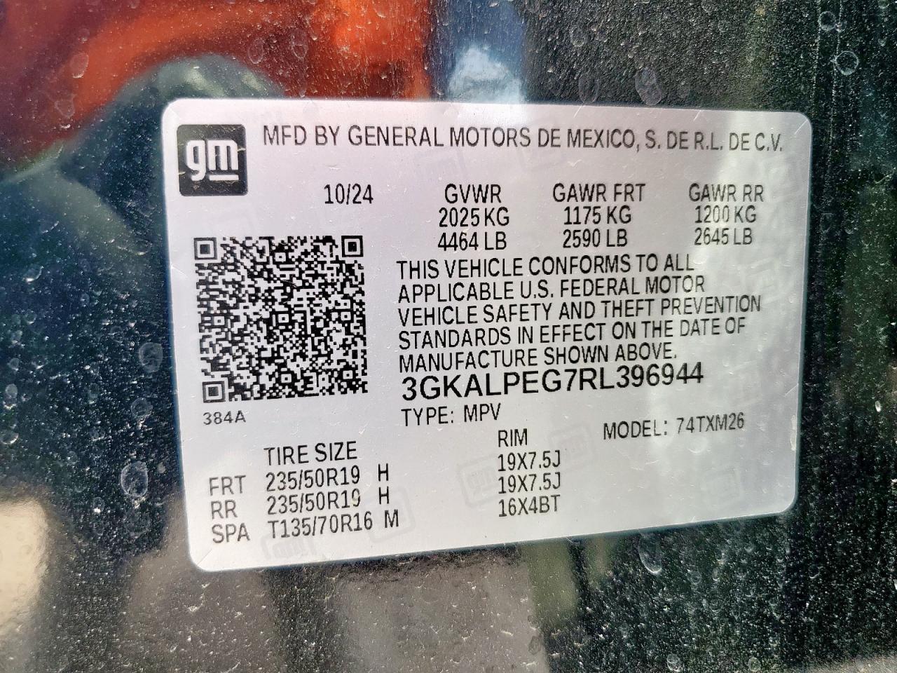 2024 GMC Terrain Slt VIN: 3GKALPEG7RL396944 Lot: 71788475