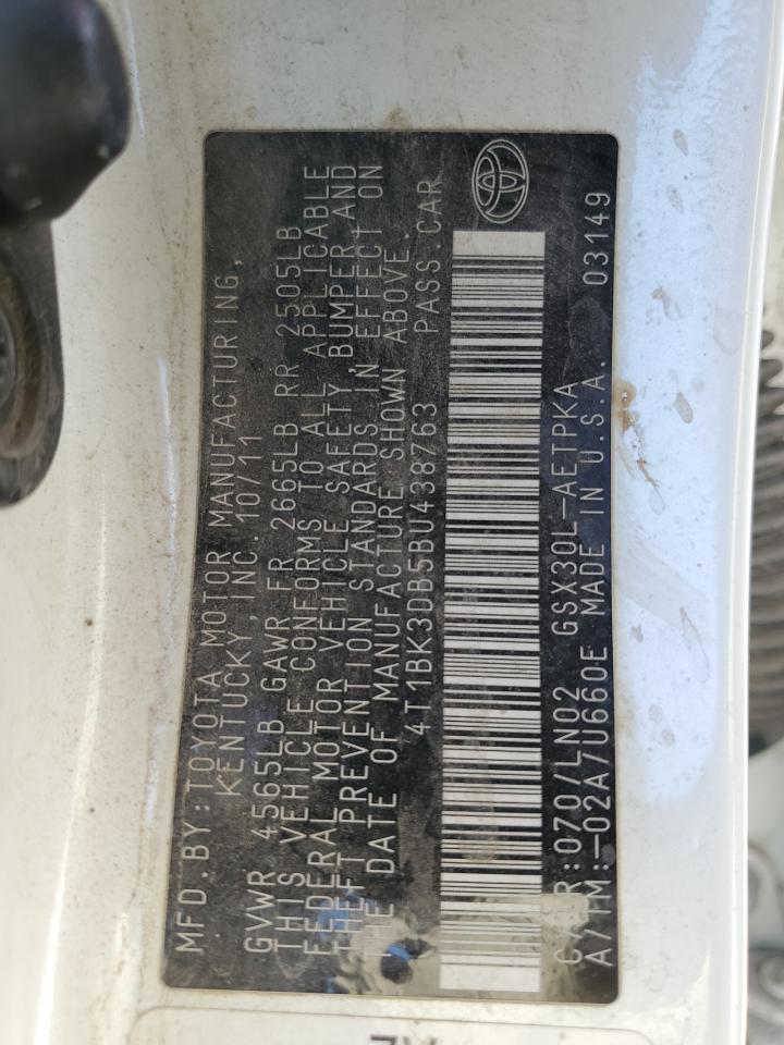 2011 Toyota Avalon Base VIN: 4T1BK3DB5BU438763 Lot: 84409745