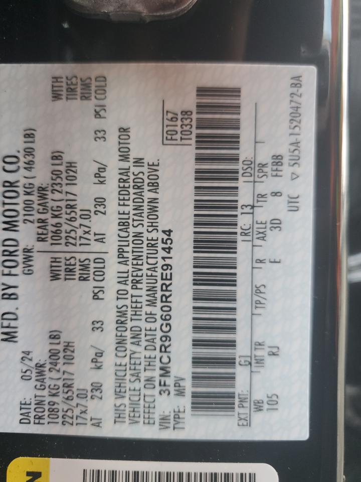 2024 Ford Bronco Sport Heritage VIN: 3FMCR9G60RRE91454 Lot: 84222455