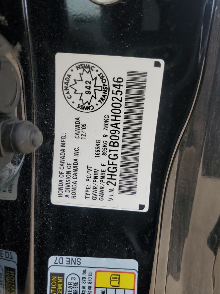 2010 Honda Civic Exl VIN: 2HGFG1B09AH002546 Lot: 81299195