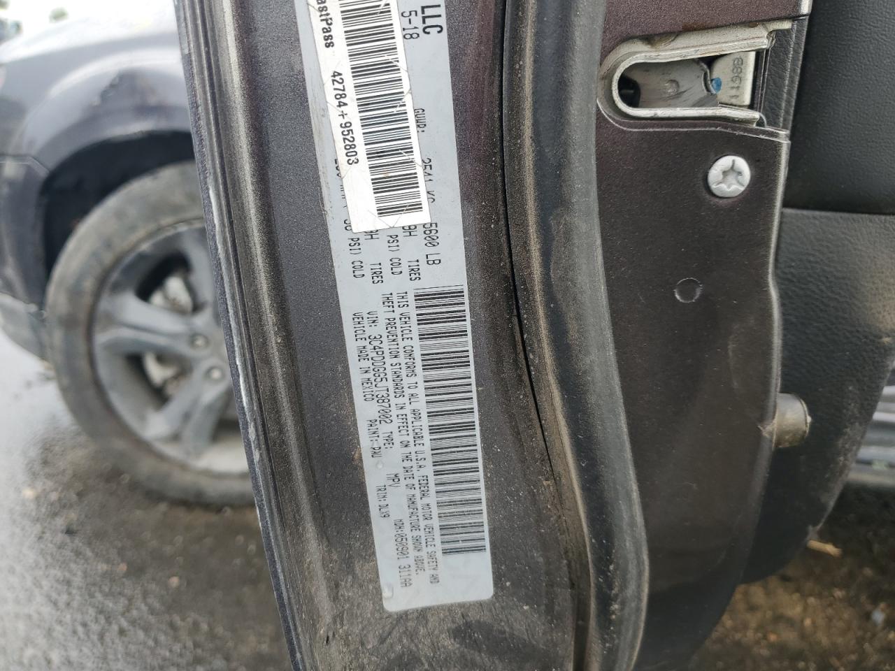 2018 Dodge Journey Crossroad VIN: 3C4PDDGG5JT387002 Lot: 72100665