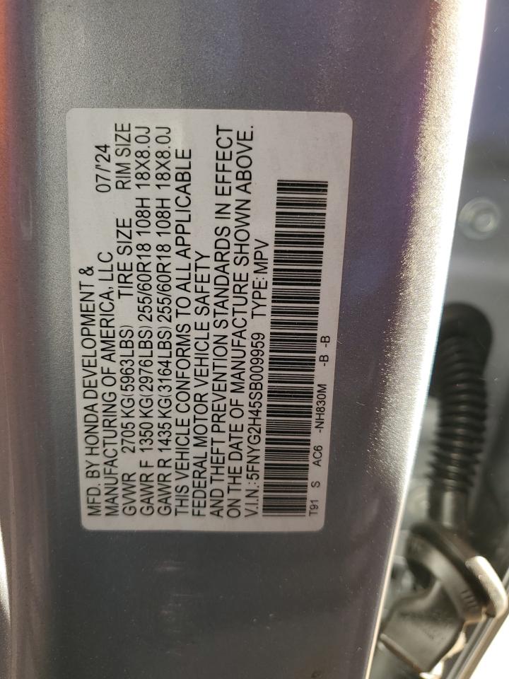 2025 Honda Pilot Exl VIN: 5FNYG2H45SB009959 Lot: 81564105