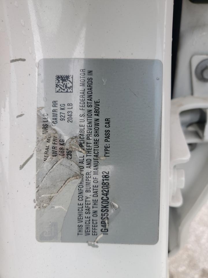 2012 Buick Verano VIN: 1G4PS5SK0C4208182 Lot: 83809545