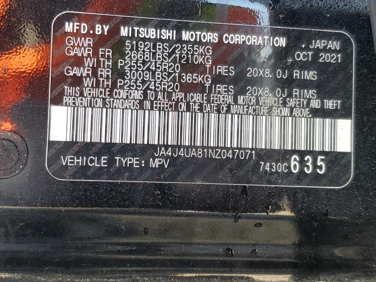 2022 Mitsubishi Outlander Se VIN: JA4J4UA81NZ047071 Lot: 83972985
