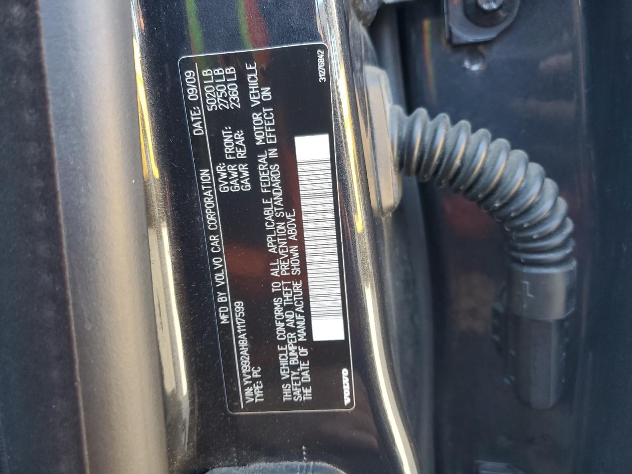 2010 Volvo S80 T6 VIN: YV1992AH8A117599 Lot: 84397455