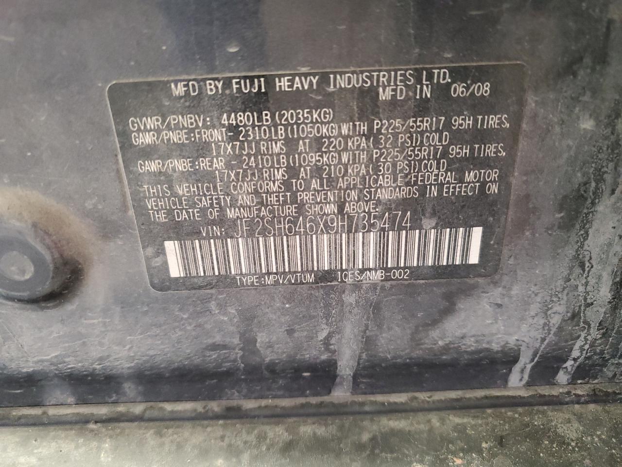 2009 Subaru Forester 2.5X Limited VIN: JF2SH646X9H735474 Lot: 72084515