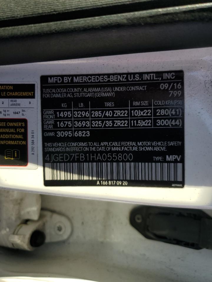 2017 Mercedes-Benz Gle Coupe 63 Amg-S VIN: 4JGED7FB1HA055800 Lot: 80707195