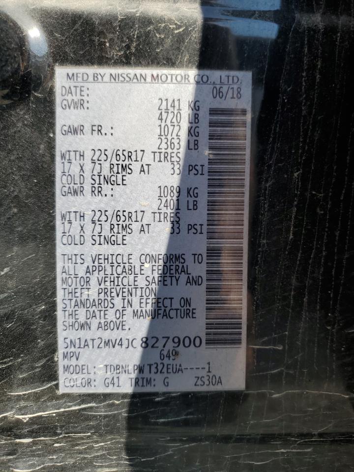 2018 Nissan Rogue S VIN: 5N1AT2MV4JC827900 Lot: 80659285