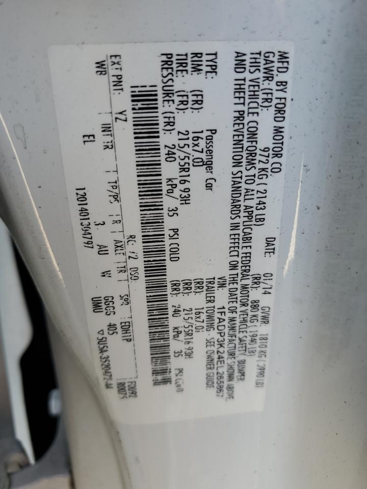 2014 Ford Focus Se VIN: 1FADP3K24EL265867 Lot: 71277355