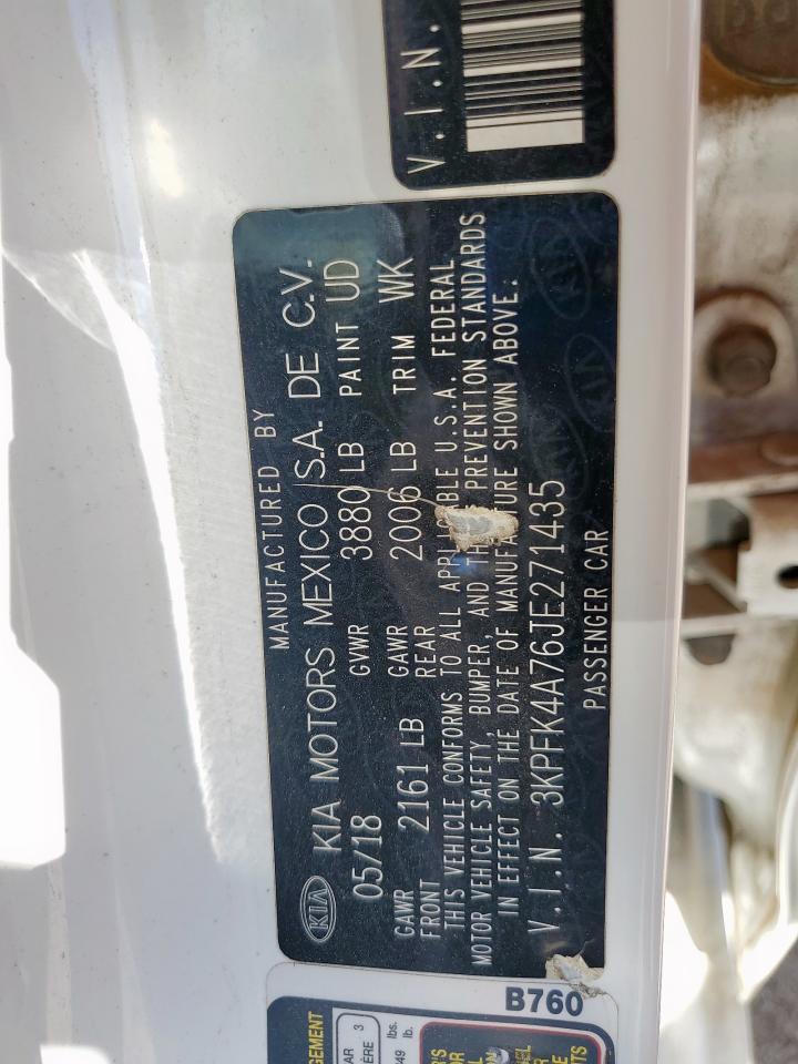2018 Kia Forte Lx VIN: 3KPFK4A76JE271435 Lot: 83798025