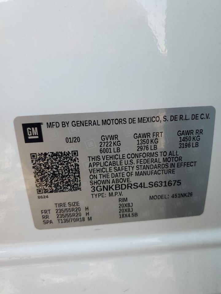 2020 Chevrolet Blazer 3Lt VIN: 3GNKBDRS4LS631675 Lot: 80297235
