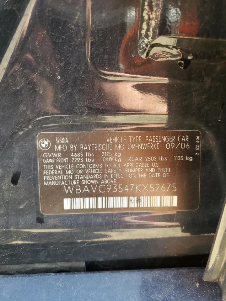 2007 BMW 328 Xi VIN: WBAVC93547KX52675 Lot: 80686375