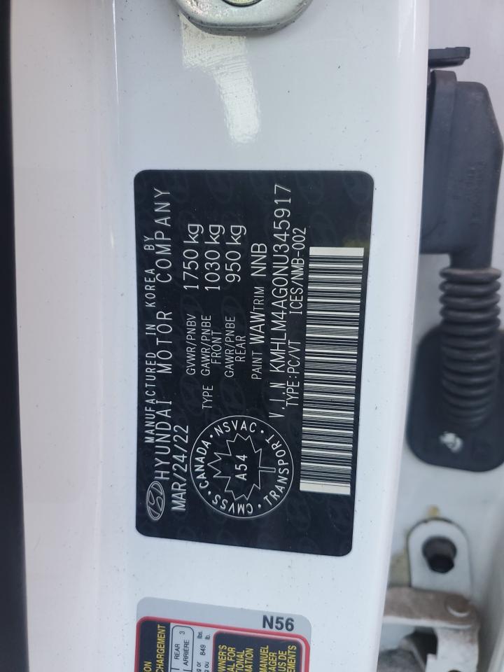 2022 Hyundai Elantra Sel VIN: KMHLM4AG0NU345917 Lot: 84372565