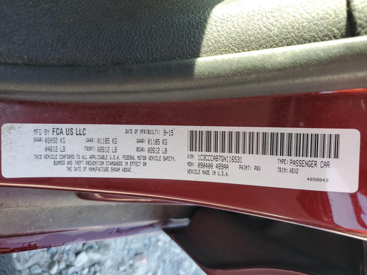 2016 Chrysler 200 Limited VIN: 1C3CCCAB7GN116531 Lot: 70065195