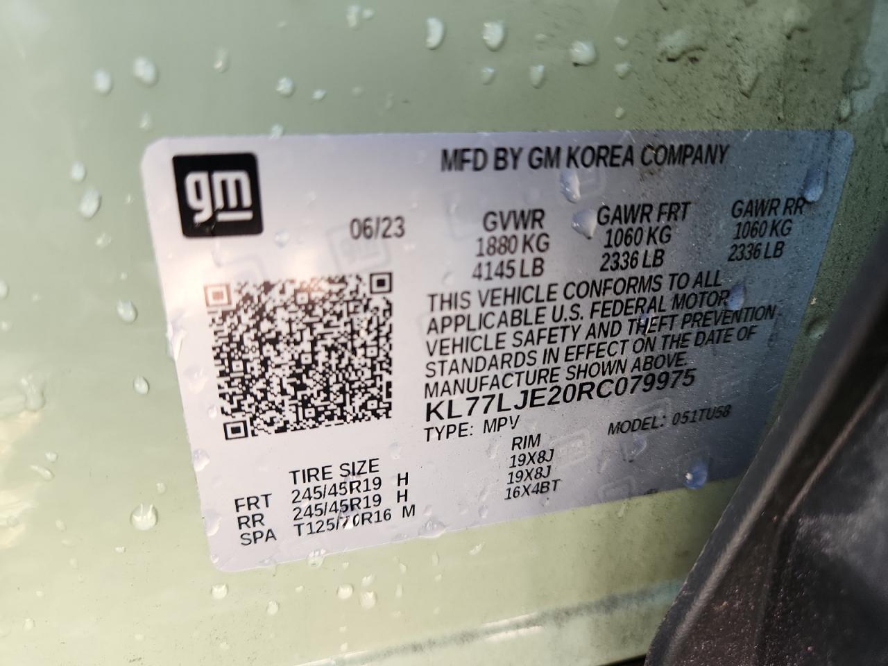 2024 Chevrolet Trax 2Rs VIN: KL77LJE20RC079975 Lot: 80990185