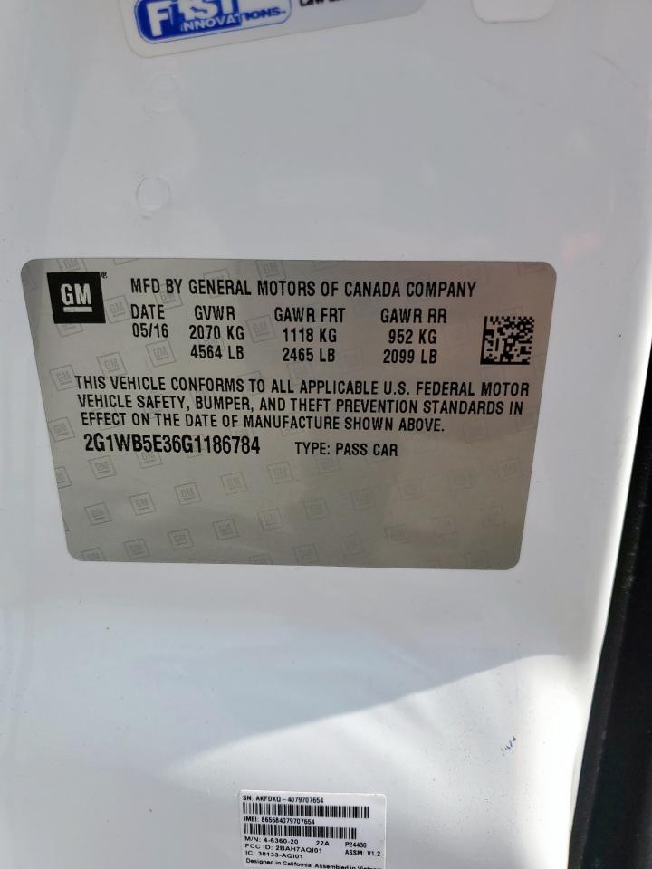 2016 Chevrolet Impala Limited Lt VIN: 2G1WB5E36G1186784 Lot: 80751145