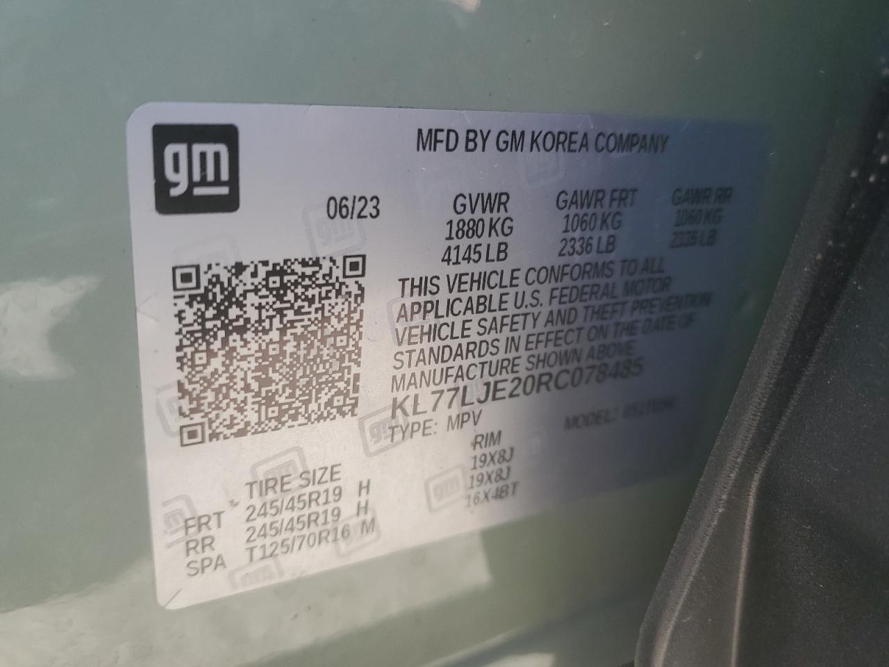 2024 Chevrolet Trax 2Rs VIN: KL77LJE20RC078485 Lot: 70883355