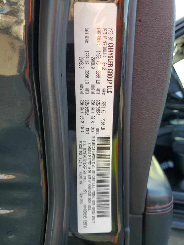 2012 Dodge Durango R/T VIN: 1C4SDHCT2CC252160 Lot: 80925455