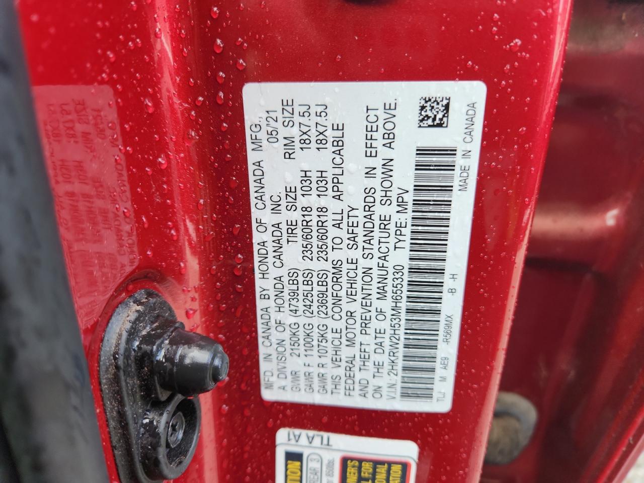 2021 Honda Cr-V Ex VIN: 2HKRW2H53MH655330 Lot: 81137125