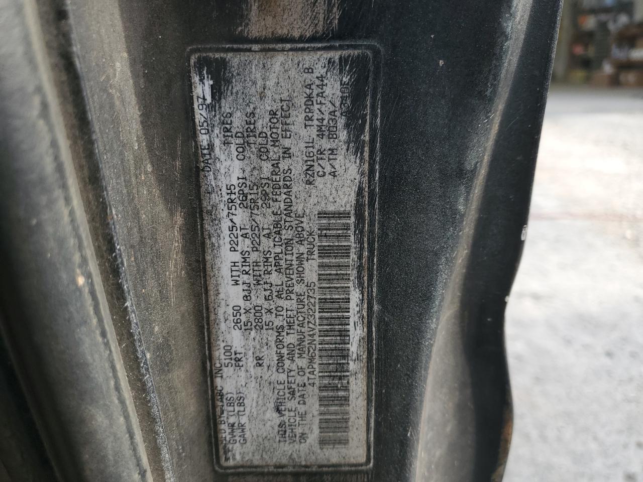 1997 Toyota Tacoma VIN: 4TAPM62N4VZ322735 Lot: 80819045