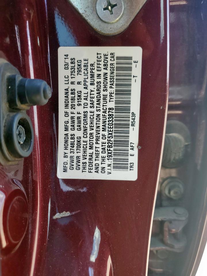 2014 Honda Civic Lx VIN: 19XFB2F5XEE033878 Lot: 84217845