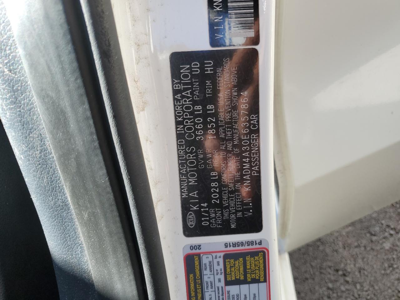 2014 Kia Rio Lx VIN: KNADM4A30E6357864 Lot: 80120935