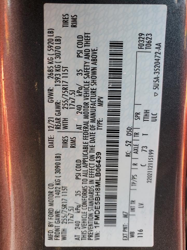 2021 Ford Bronco Base VIN: 1FMDE5BH8MLB06439 Lot: 82162945
