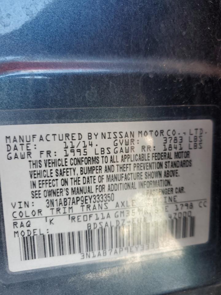 2014 Nissan Sentra S VIN: 3N1AB7AP9EY333350 Lot: 81820305