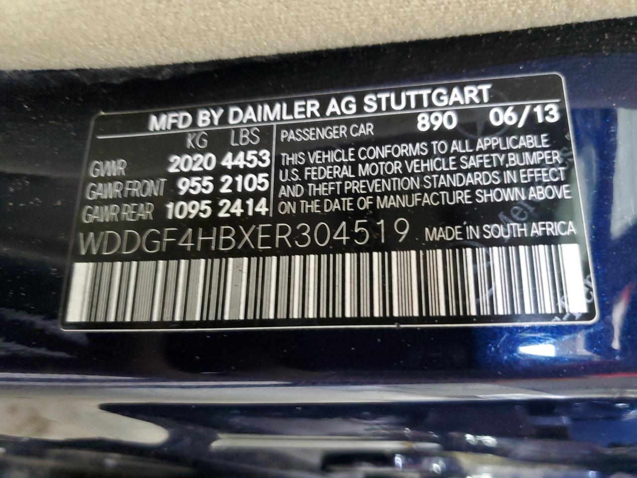 2014 Mercedes-Benz C 250 VIN: WDDGF4HBXER304519 Lot: 84715105