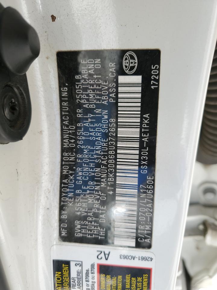 2011 Toyota Avalon Base VIN: 4T1BK3DB6BU372658 Lot: 82157725