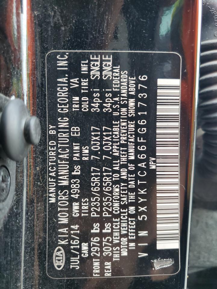 2015 Kia Sorento Lx VIN: 5XYKTCA66FG617376 Lot: 84160055