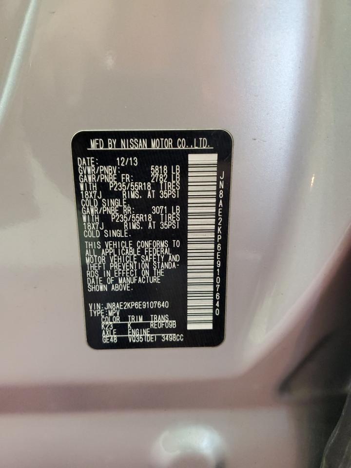 2014 Nissan Quest S VIN: JN8AE2KP6E9107640 Lot: 71094895