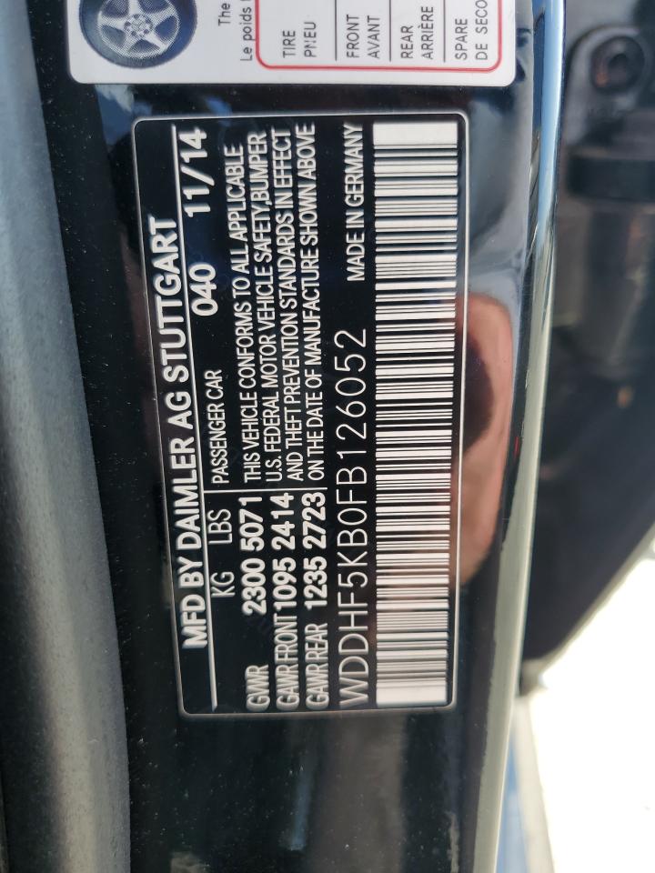 2015 Mercedes-Benz E 350 VIN: WDDHF5KB0FB126052 Lot: 83840095