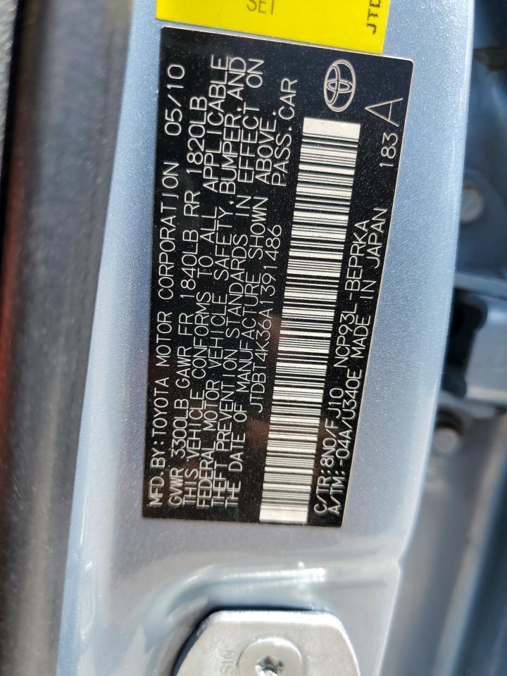 2010 Toyota Yaris VIN: JTDBT4K36A1391486 Lot: 84427245