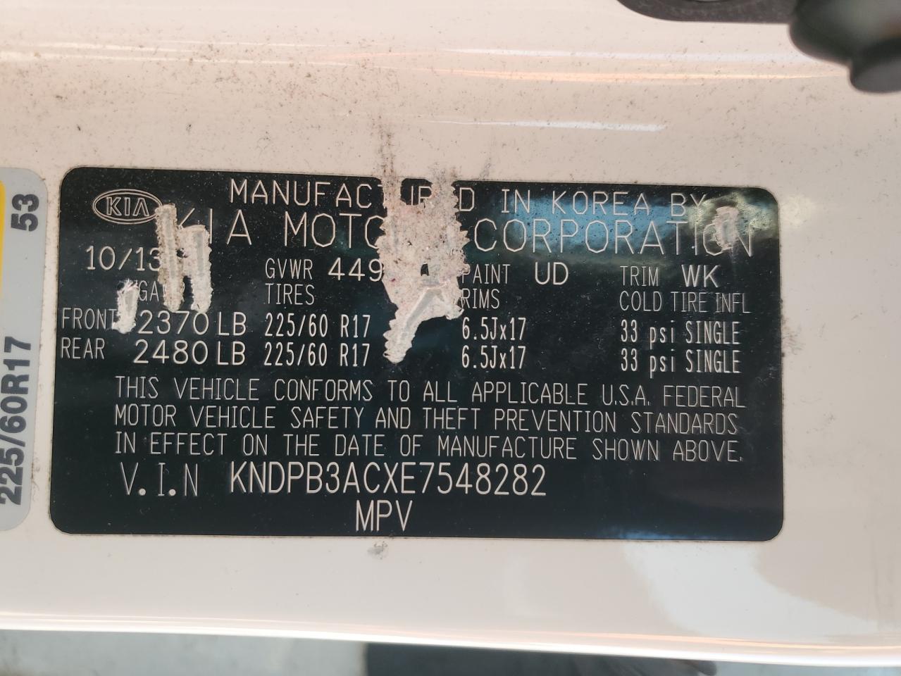 2014 Kia Sportage Base VIN: KNDPB3ACXE7548282 Lot: 80956905