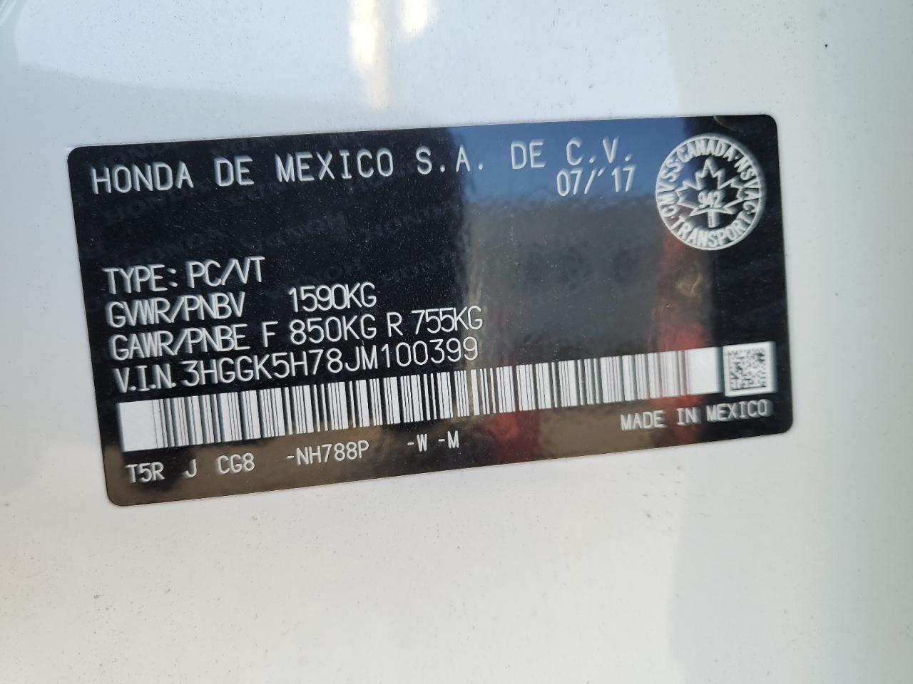 2018 Honda Fit Sport VIN: 3HGGK5H78JM100399 Lot: 80725265