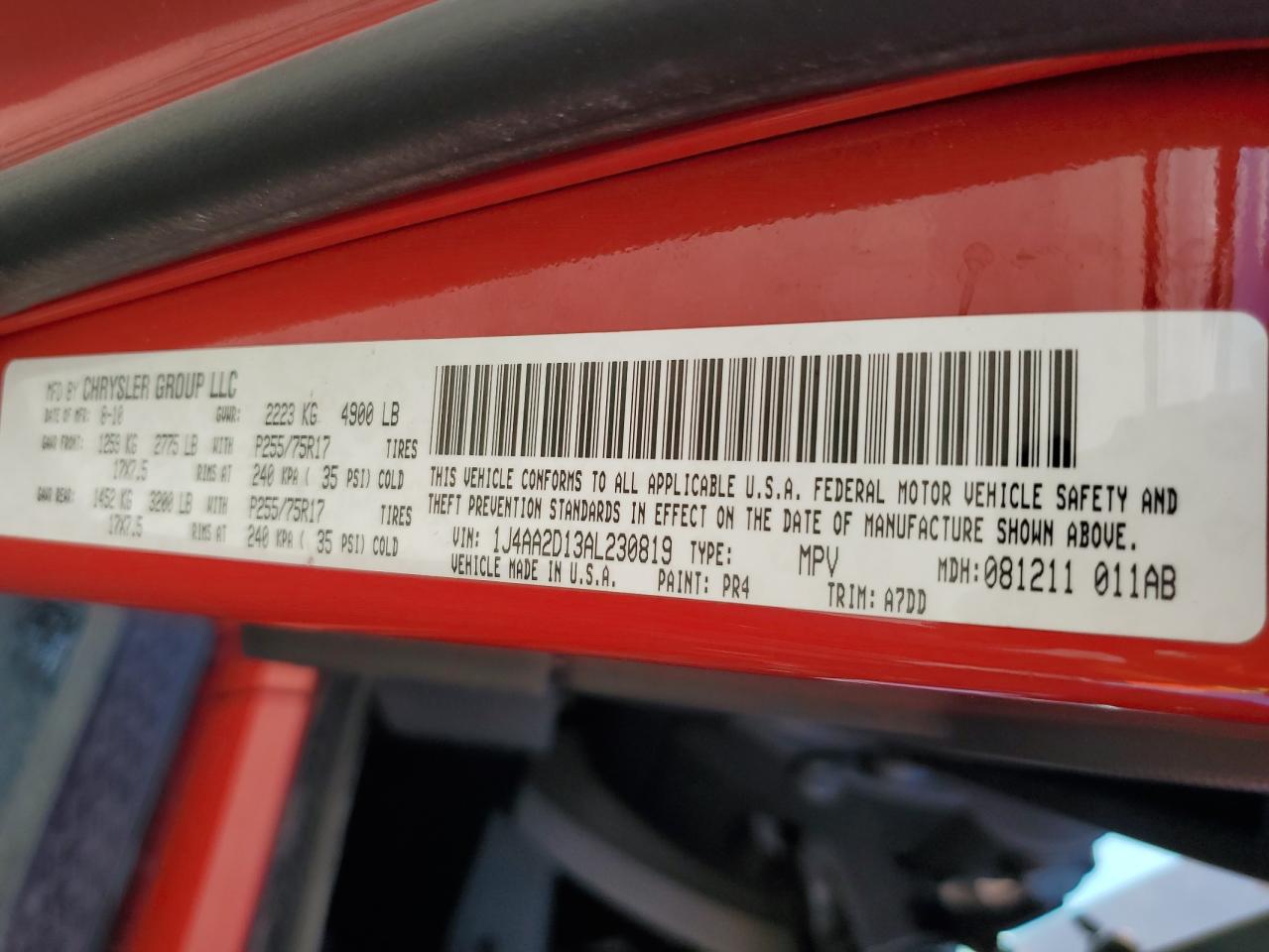 2010 Jeep Wrangler Sport VIN: 1J4AA2D13AL230819 Lot: 81859015