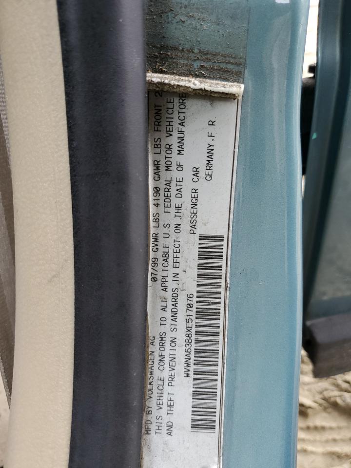 1999 Volkswagen Passat Gls VIN: WVWNA63B8XE517076 Lot: 80346405