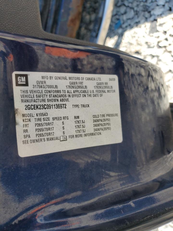2009 Chevrolet Silverado K1500 Lt VIN: 2GCEK23C091136972 Lot: 80239735