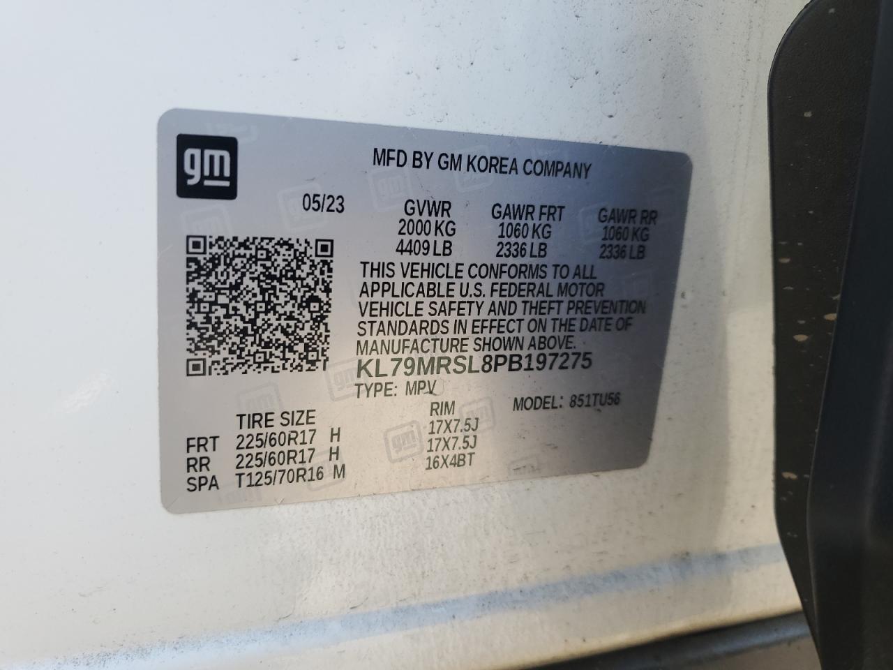 2023 Chevrolet Trailblazer Lt VIN: KL79MRSL8PB197275 Lot: 80122195