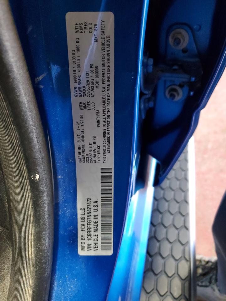 2022 Ram 1500 Big Horn/Lone Star VIN: 1C6RRFFG7NN427472 Lot: 81822505