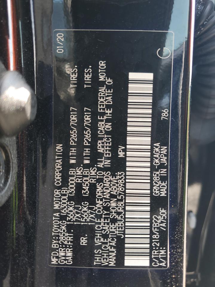 2020 Toyota 4Runner Sr5/Sr5 Premium VIN: JTEBU5JR8L5789833 Lot: 71420265